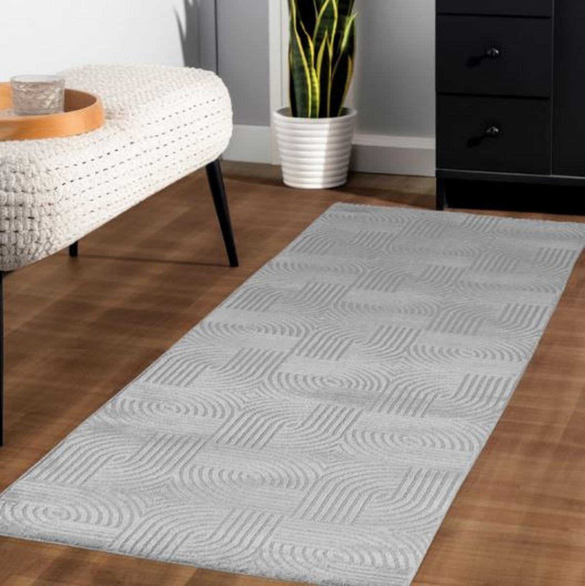 Dizajnový koberec 160x230 cm, nízky vlas - strieborný - strieborná, Design, textil (160/230cm)