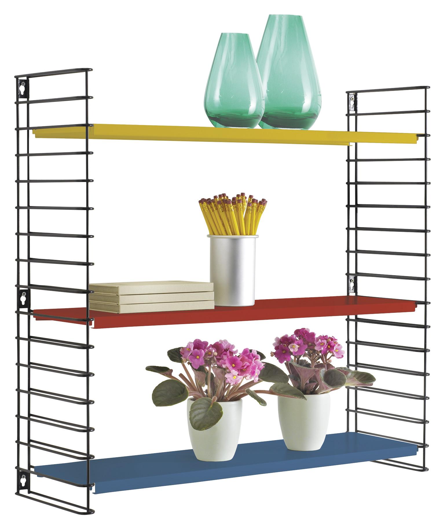Wandregal Tomado B: 70 cm Schwarz/Multicolor 3 Fächer - Blau/Gelb, KONVENTIONELL, Metall (70/68/21cm) - Tomado
