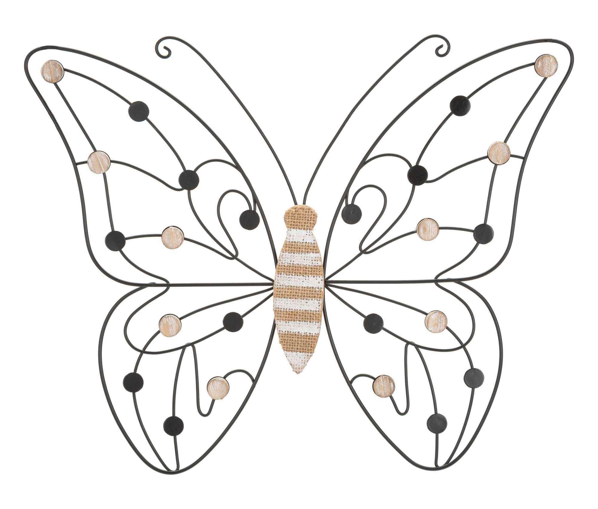 Wanddeko Schmetterling Braun Schwarz B: 33 cm - Schwarz/Braun, Basics, Holzwerkstoff/Metall (33/40/1.5cm)