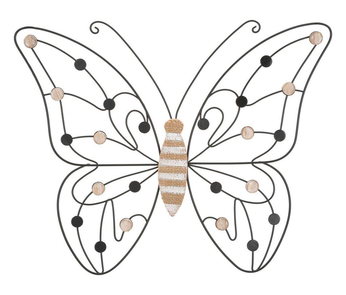 NÁSTENNÁ DEKORÁCIA WINGY - hnedá/čierna, Basics, kov/kompozitné drevo (33/40/1.5cm)