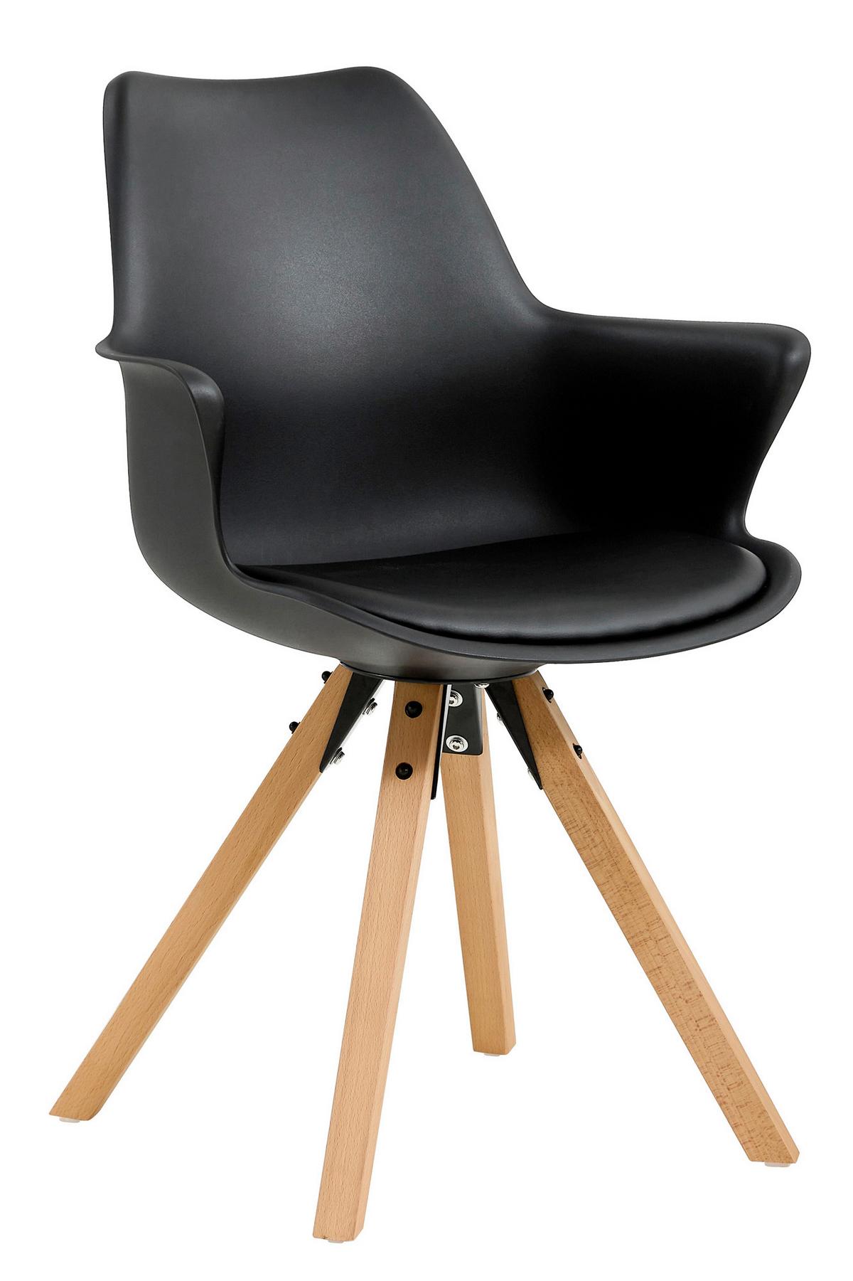 Armlehnstuhl-set Schwarz B: 58cm 2-Teilig - Eichefarben/Schwarz, MODERN, Holz/Kunststoff (58/84/61cm) - Livetastic