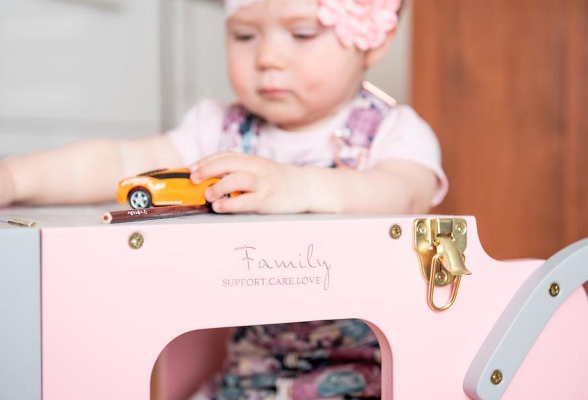 Hochstuhl Trolley Aus Holz Grau/pink - Pink/Grau, Basics, Holz (38/90/40cm)