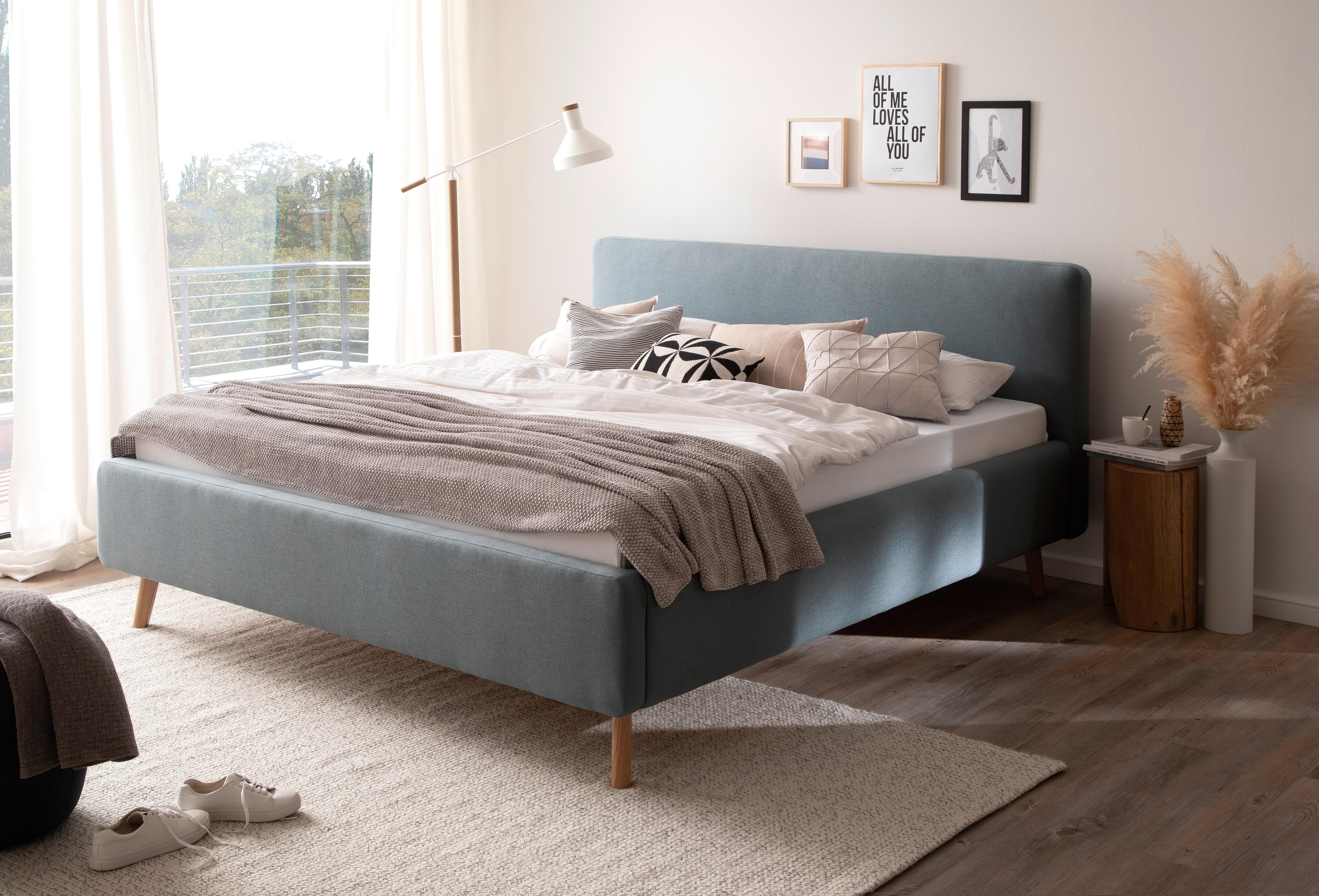 Polsterbett Mattis 160x200cm Blau, inkl. Bettkasten - Blau/Hellblau, Design, Holz/Textil (160/200cm) - Livetastic