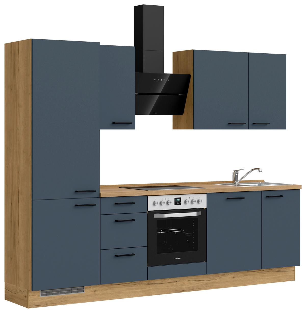 Küchenleerblock Easytouch High-Line, H6 Links - Blau/Eichefarben, MODERN, Holzwerkstoff (270cm) - Nobilia