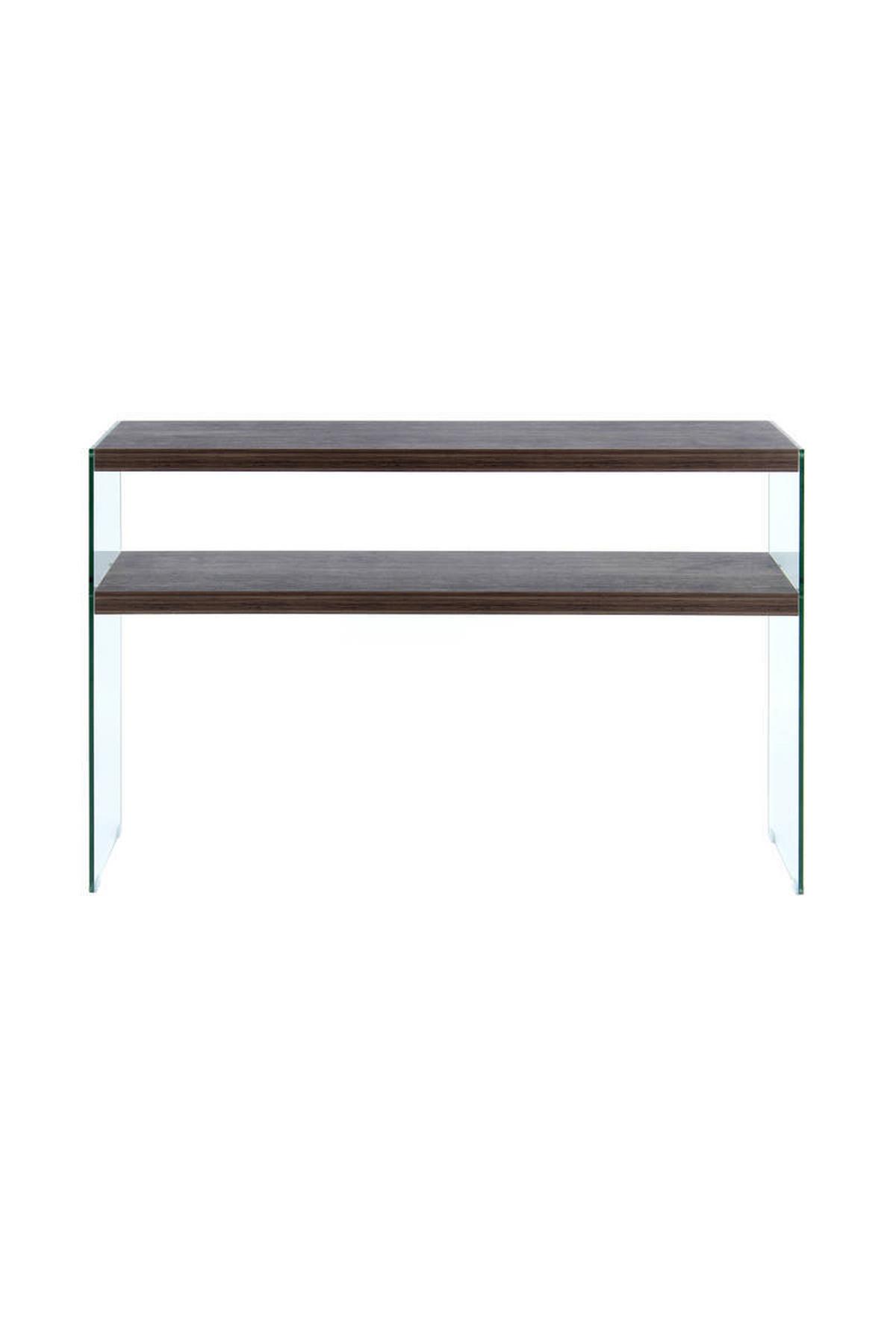 Beistelltisch mit Ablage Elementary Hellbraun - Klar/Braun, Basics, Glas/Holzwerkstoff (32/110/75cm) - Kayoom