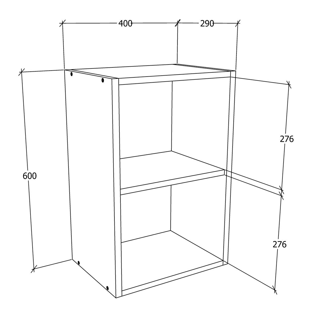 Küchenoberschrank Esilo B: 40 cm Anthrazit/Weiß - Anthrazit/Weiß, KONVENTIONELL, Glas/Holzwerkstoff (40/60/31cm) - MID.YOU