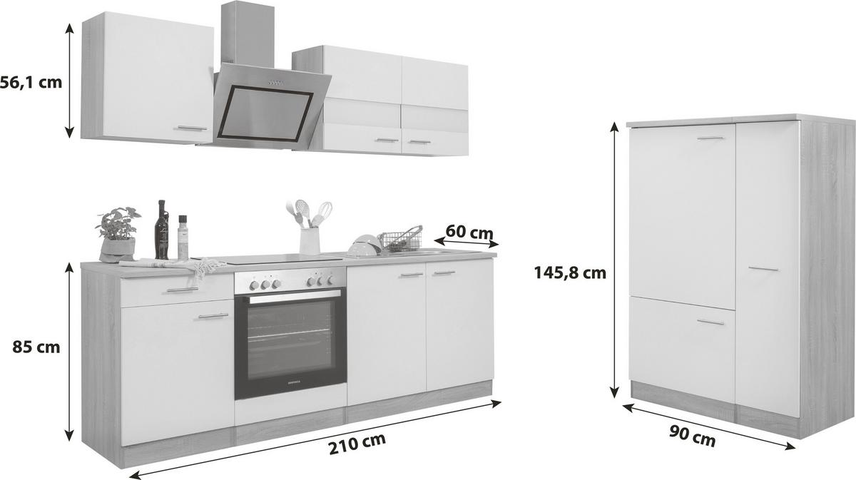 Küchenblock Merle Küchenblock 300 Cm - Eichefarben/Schwarz, Basics, Holzwerkstoff (300cm) - Respekta