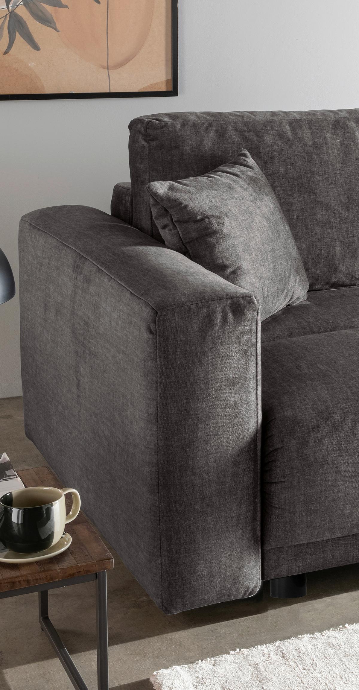 Schlafsofa Longo, Grau B: 245 Cm - Schwarz/Grau, MODERN, Textil (245/86/126cm) - Livetastic