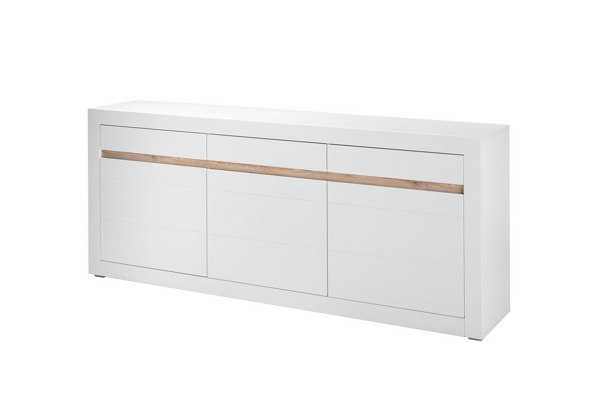 Sideboard Chester Weiß/Eichefarben B: 217cm - Eichefarben/Silberfarben, Design, Holzwerkstoff (217/90/42cm) - MID.YOU