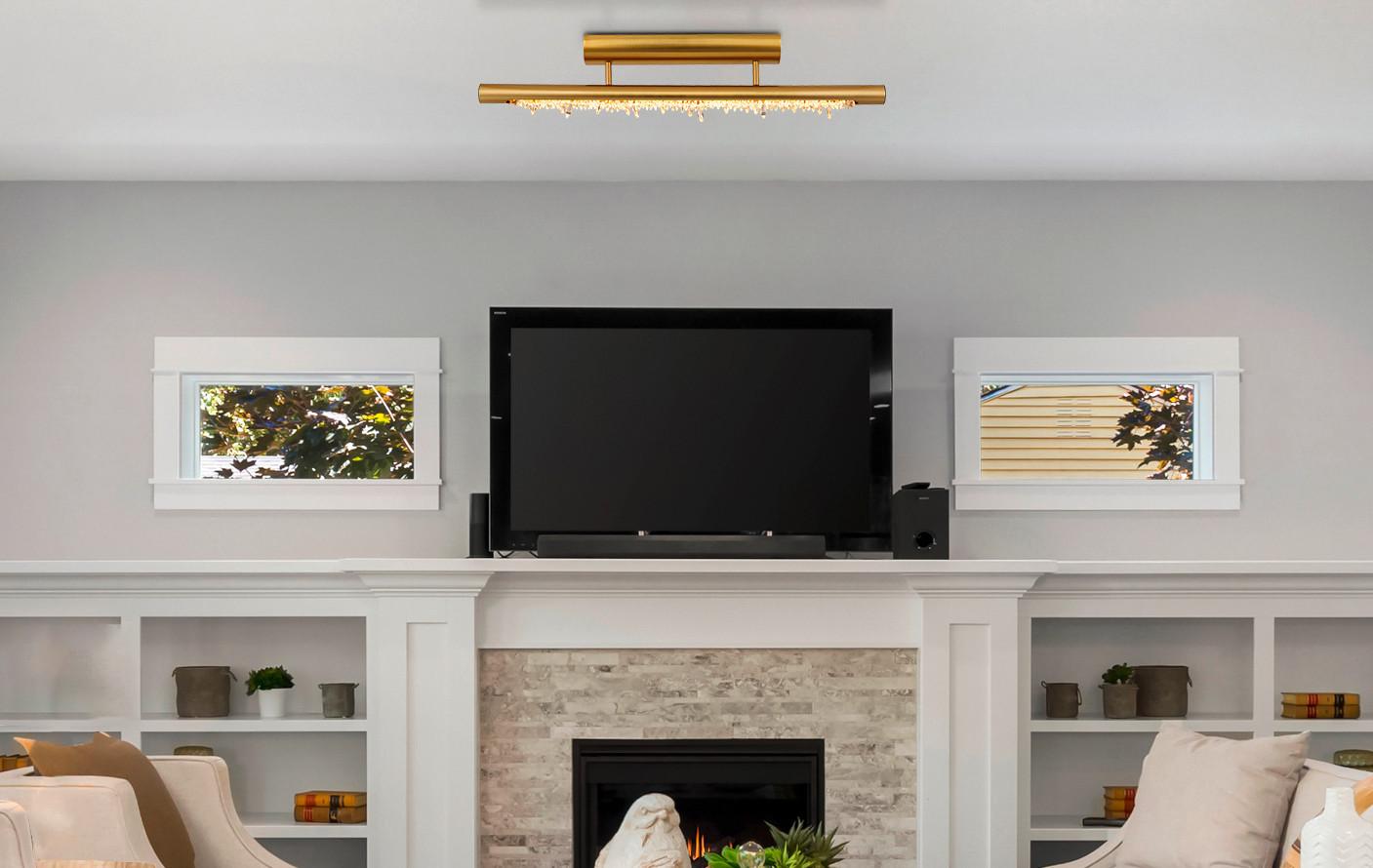 LED-Deckenleuchte Felicitas L: 80 cm 3 Helligkeitsstufen - Klar/Messingfarben, Basics, Kunststoff/Metall (80/8/19cm) - Globo