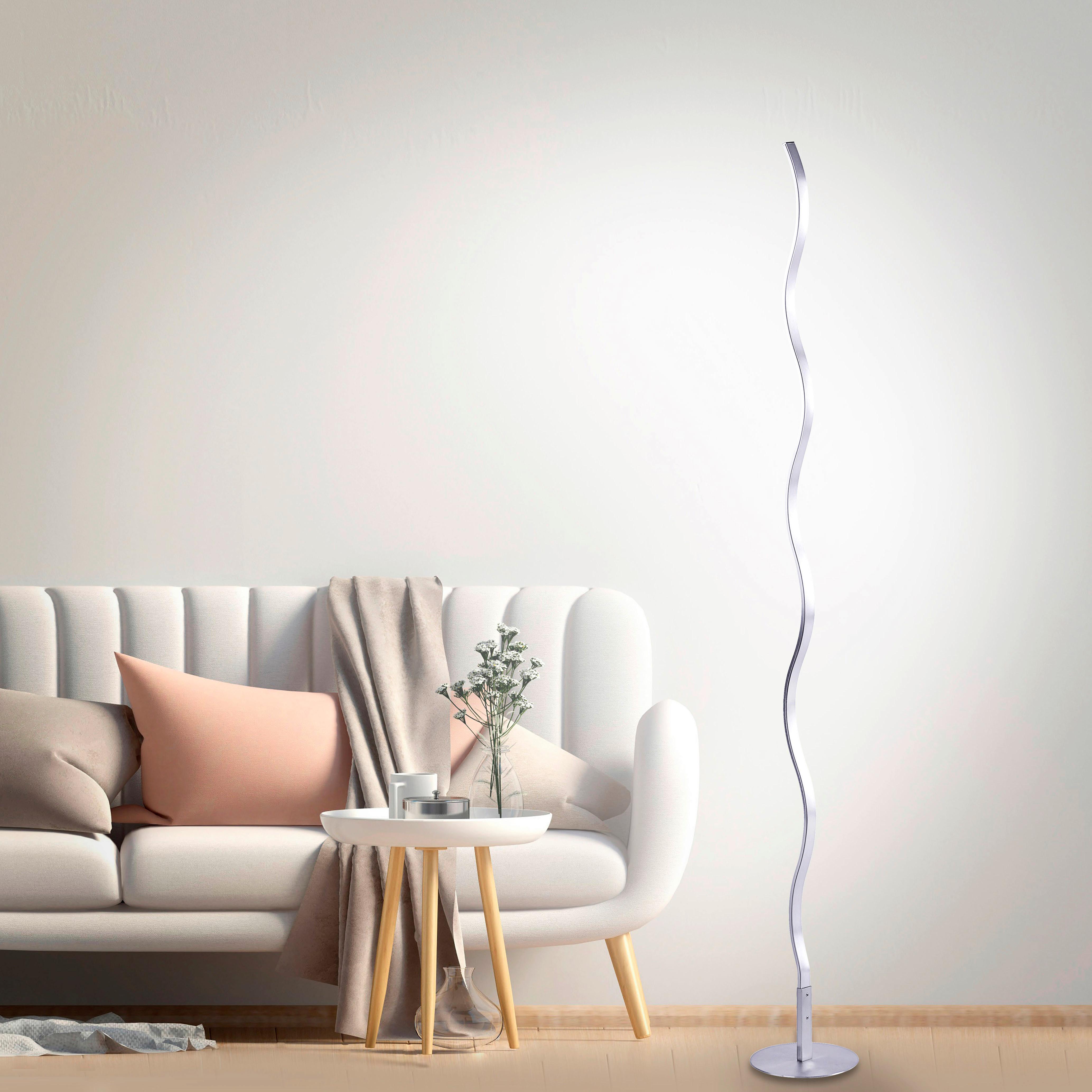 LED-Stehlampe Wave Silberfarben Länglich Wellen - Silberfarben, Design, Metall (14/14/120cm)