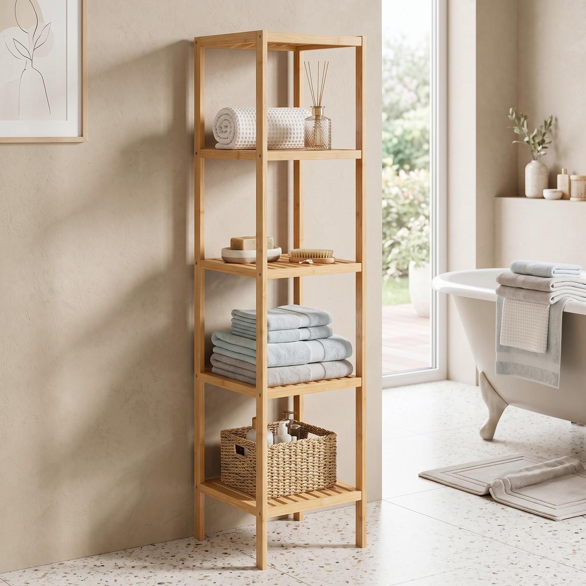 Badezimmerregal Naturfarben B: 33 cm - Naturfarben, Basics, Naturmaterialien (33/146/33cm)