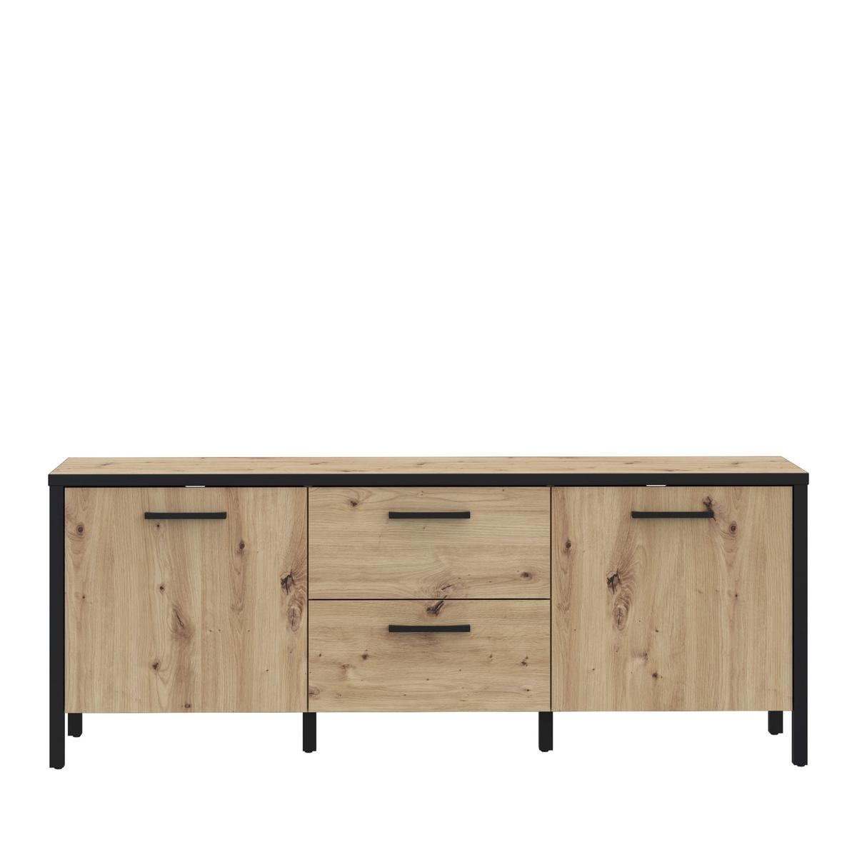 TV komoda Kirikus, š: 140cm - černá/dub artisan, Lifestyle, kompozitní dřevo (139,8/54,3/40,2cm) - Mömax