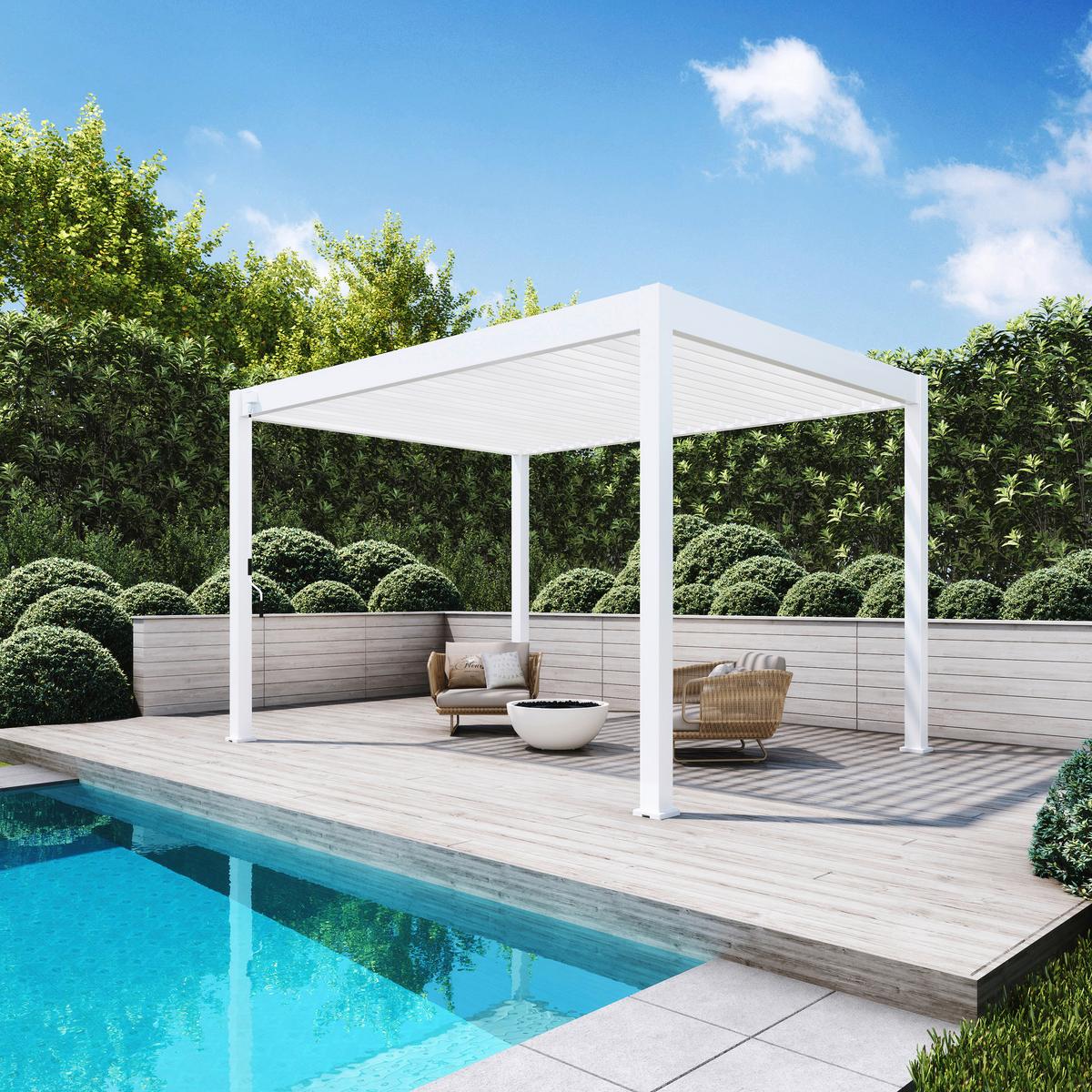 Pergola 300x400 cm Wetterbeständig, Weiß - Weiß Hochglanz, Basics, Metall (300/255/400cm)