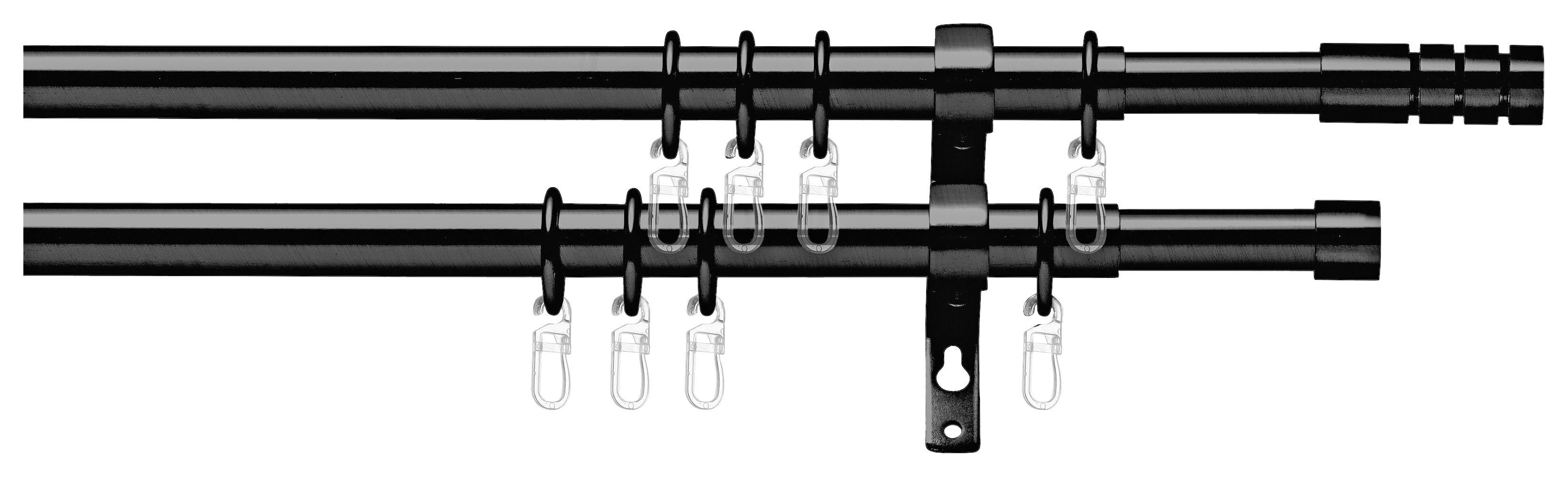 Rundstangengarnitur 2-lfg Ada Schwarz L: 200-360 Cm