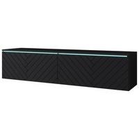 Nízká komoda s LED osvětlením 140cm - šedá/černá, Basics, kompozitní dřevo/plast (140/30/33cm) - P & B