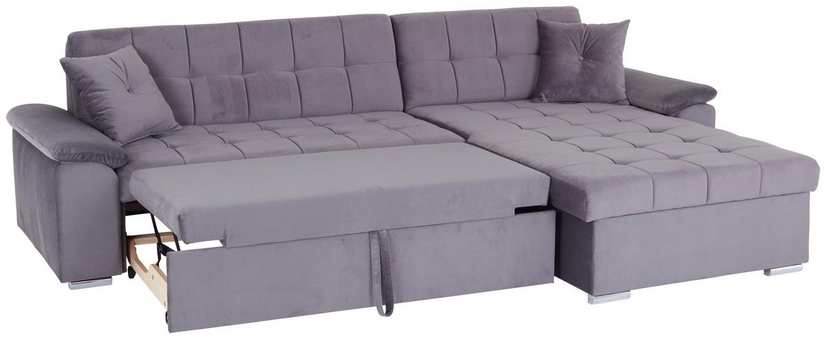 Ecksofa mit Schlaffunktion Keaton + Bettkasten, Grau - Grau, Basics, Textil (263/169cm) - Livetastic