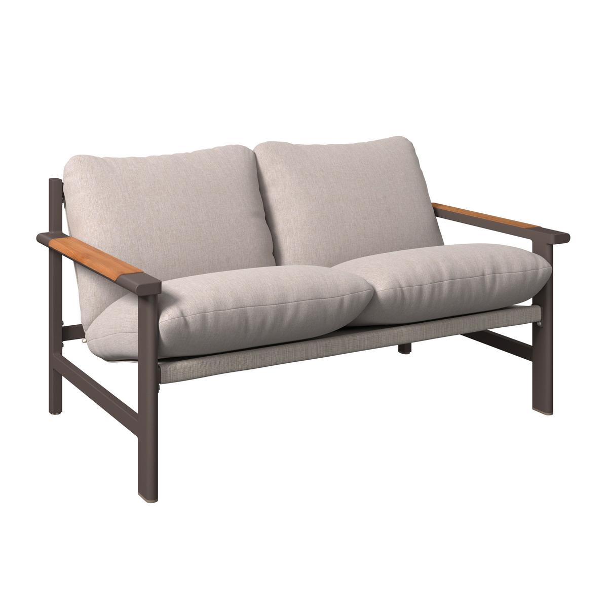 Loungegarnitur Pretoria - Dunkelgrau/Beige, Basics, Glas/Textil - Beldano