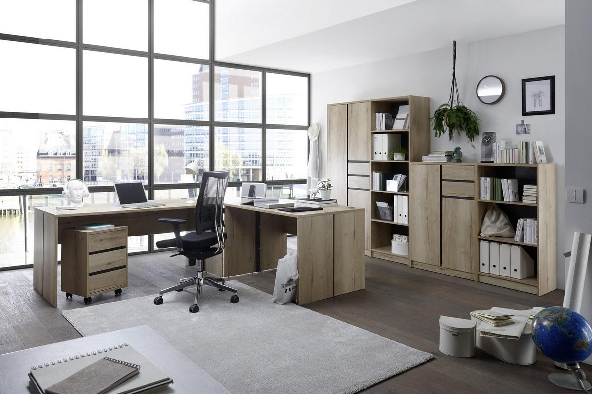 Schreibtisch B 80cm H 76cm Fjord Eichefarben Dekor - Eichefarben, Design, Holzwerkstoff (160/80/76cm) - MID.YOU