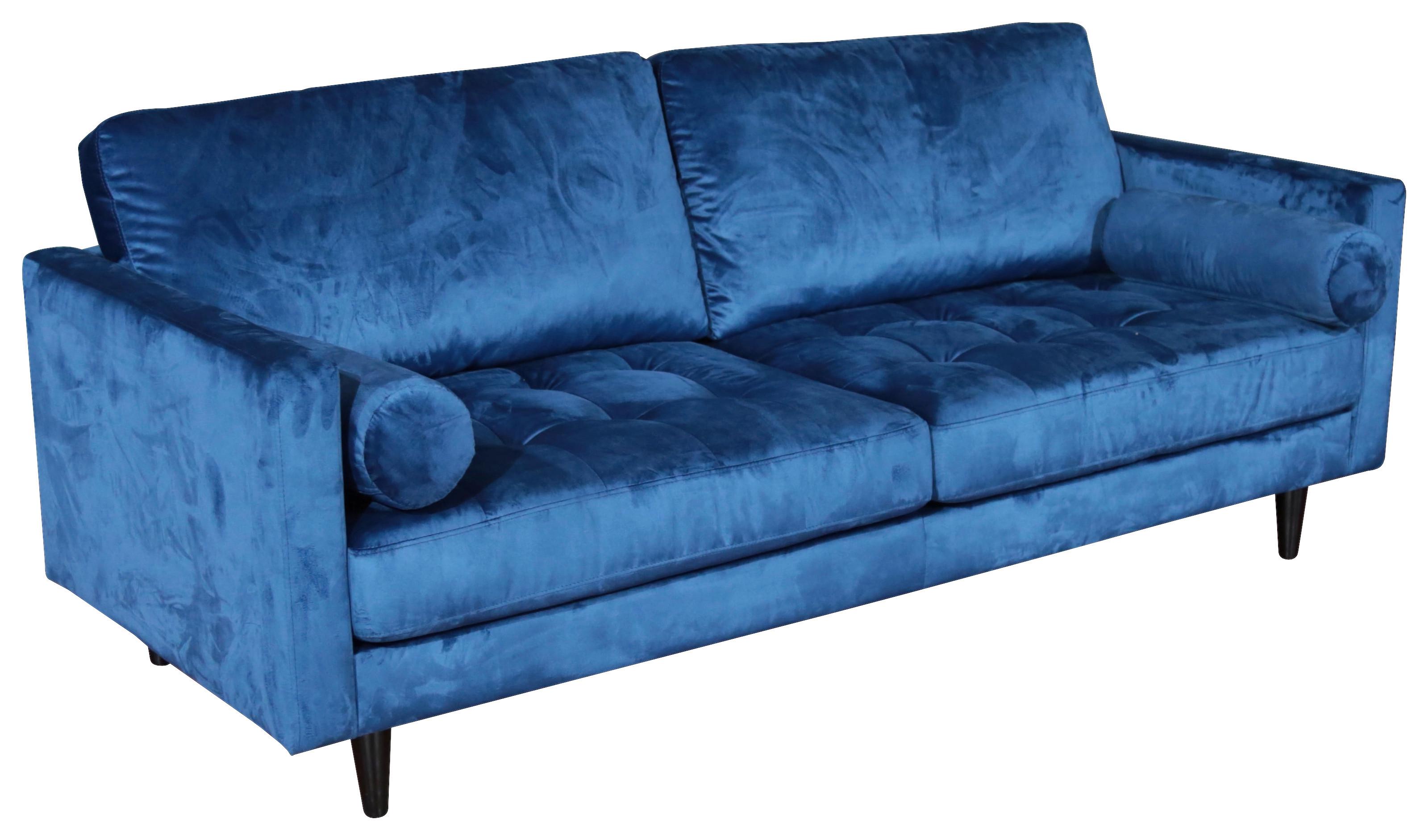 3-Sitzer-Sofa Janina - Blau/Schwarz, MODERN, Holz/Textil (211/88/89cm) - P & B