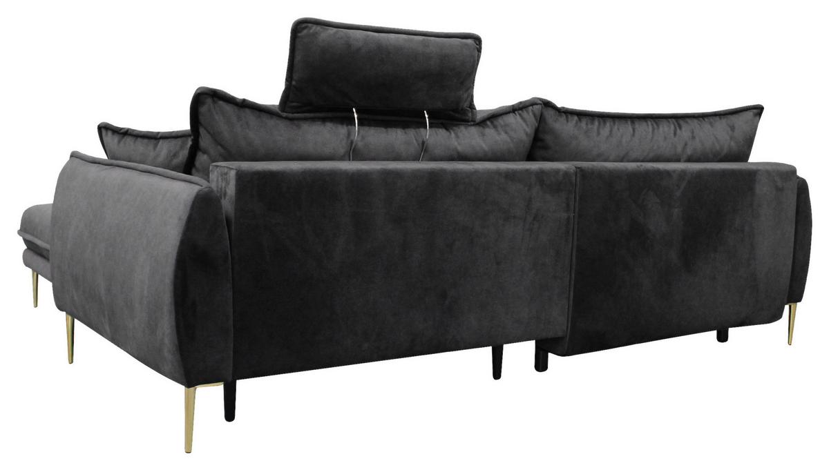 Ecksofa Whisper Anthrazit S: 264x196cm - Anthrazit/Goldfarben, Design, Textil (264/196cm) - MID.YOU