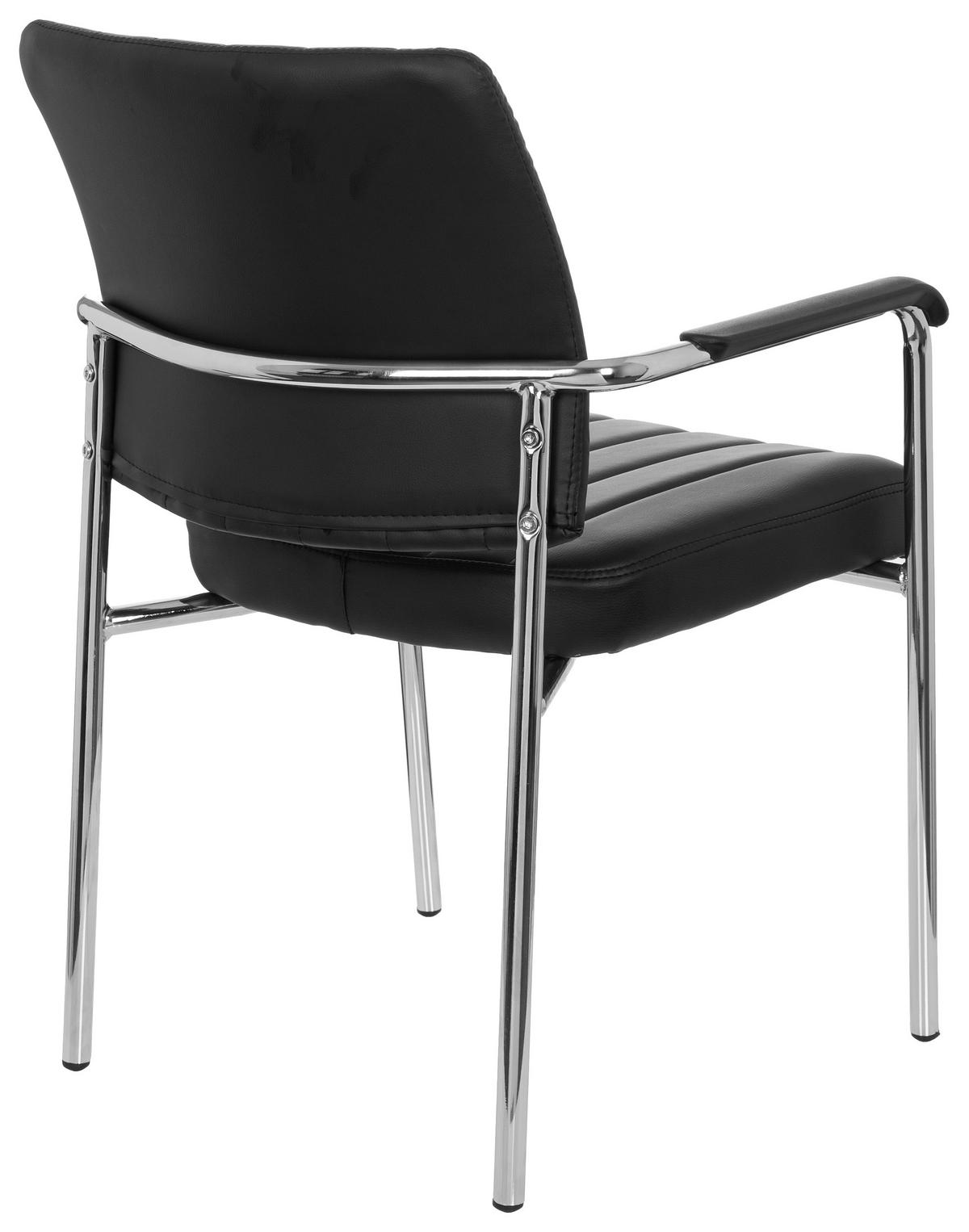 Besucherstuhl Somos Lederlook Schwarz/Chromfarben Bis 110 Kg - Chromfarben/Schwarz, MODERN, Textil/Metall (57/81/55cm) - MID.YOU