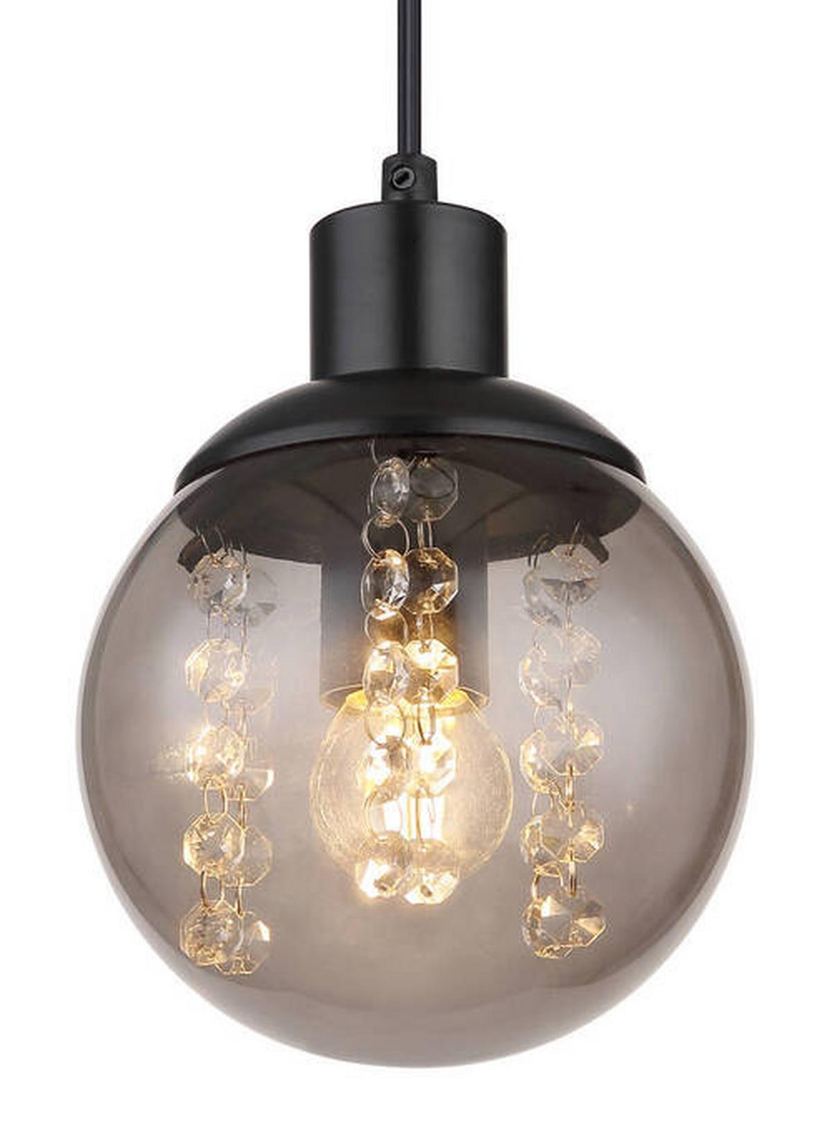 Hängeleuchte 15657h - Klar/Schwarz, Design, Glas/Kunststoff (15/150cm) - Globo