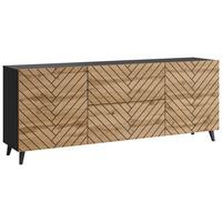 NÍZKÁ KOMODA PHUKET 181 - černá/dub wotan, Trend, kompozitní dřevo/plast (180/69,4/39cm) - Livetastic