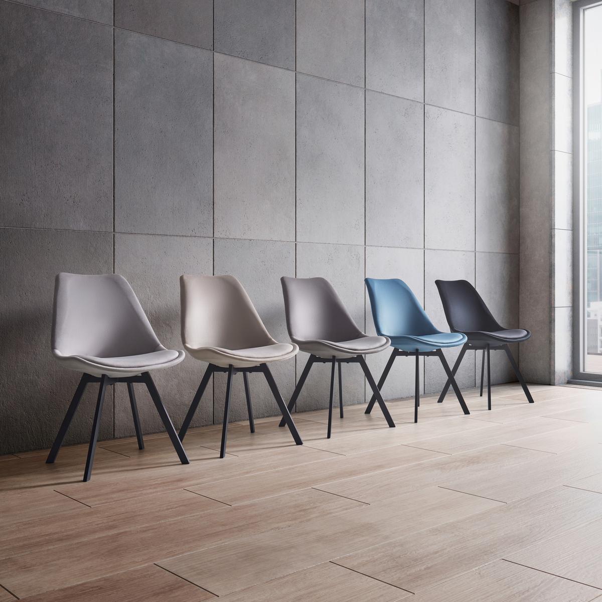 Židle ze sametu Mia - světlošedá - černá/světle šedá, Moderní, kov/textil (45/84/55cm) - P & B