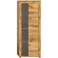 Vitrine Jam Eiche Dekor B: 60 Cm - Eiche Wotan/Schwarz, Design, Glas/Holzwerkstoff (60/159/35cm) - MID.YOU