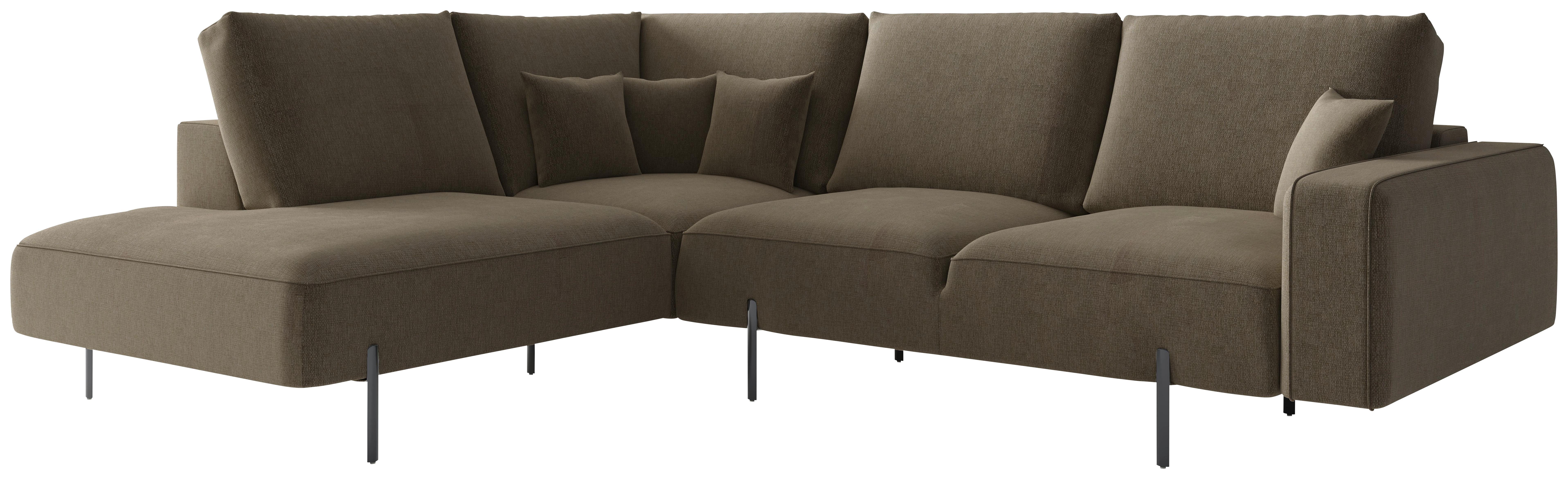 Ecksofa Celaya Braun S: 223x280 cm - Schwarz/Braun, Design, Textil (223/280cm) - Livetastic