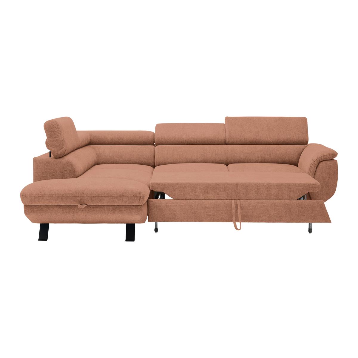 Rohová sedačka RAVEN, ľavá, marhuľová - marhuľová/čierna, Modern, kov/textil (198/257cm) - Mömax