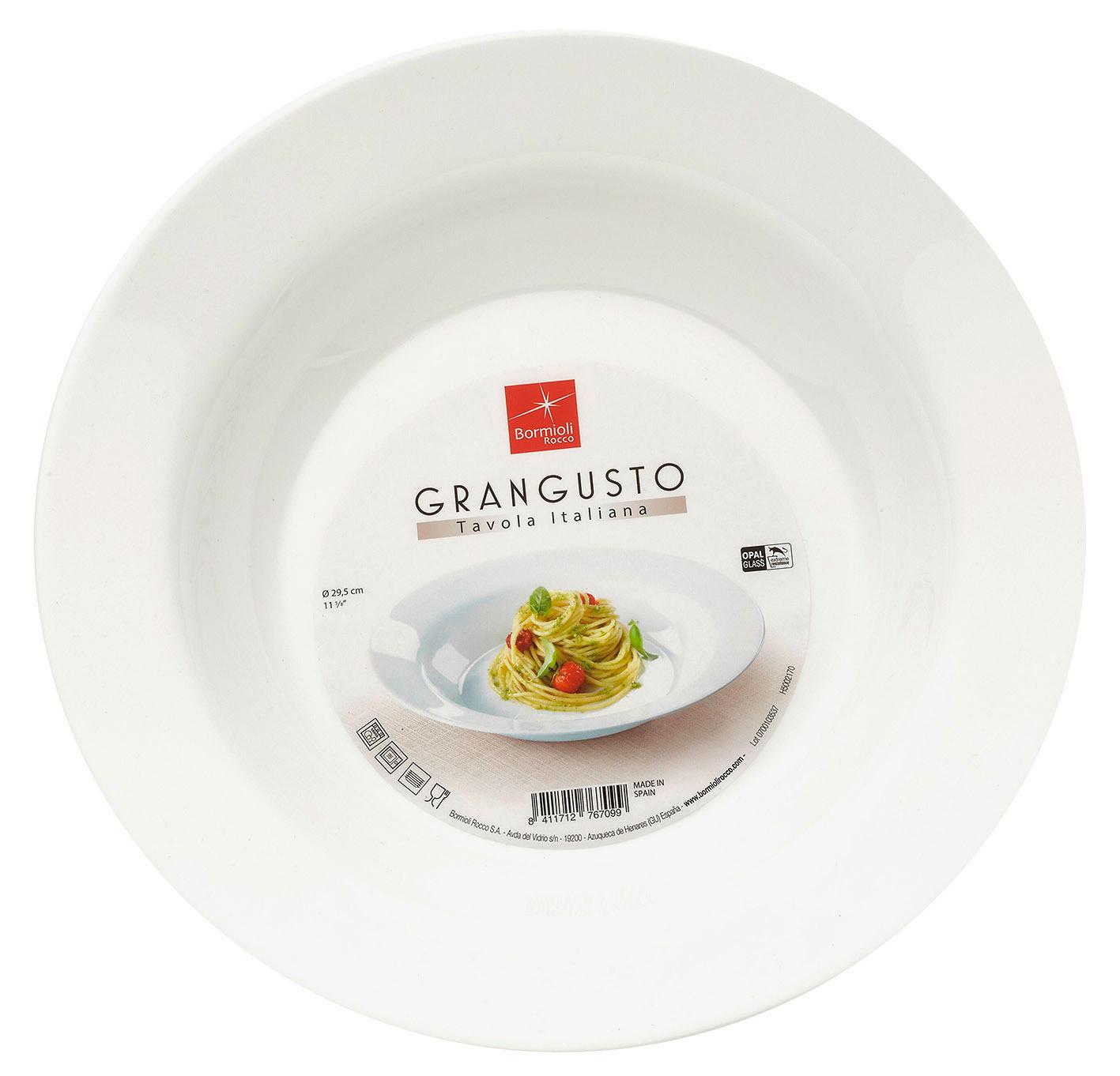 Tésztás Tányér Pasta - fehér, üveg (29/4,9/29cm)