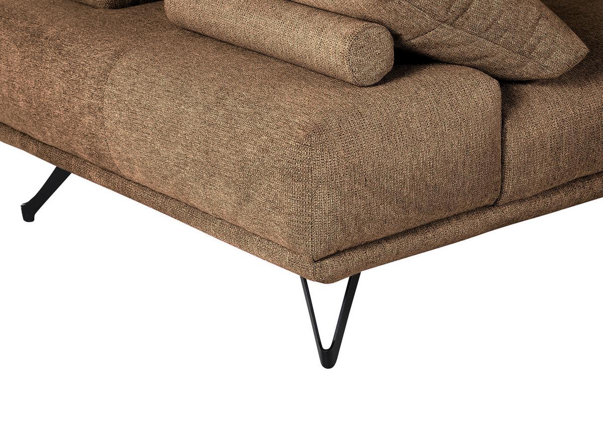 Ecksofa Bolzano - Cognac/Schwarz, KONVENTIONELL, Textil (310/240cm) - MID.YOU