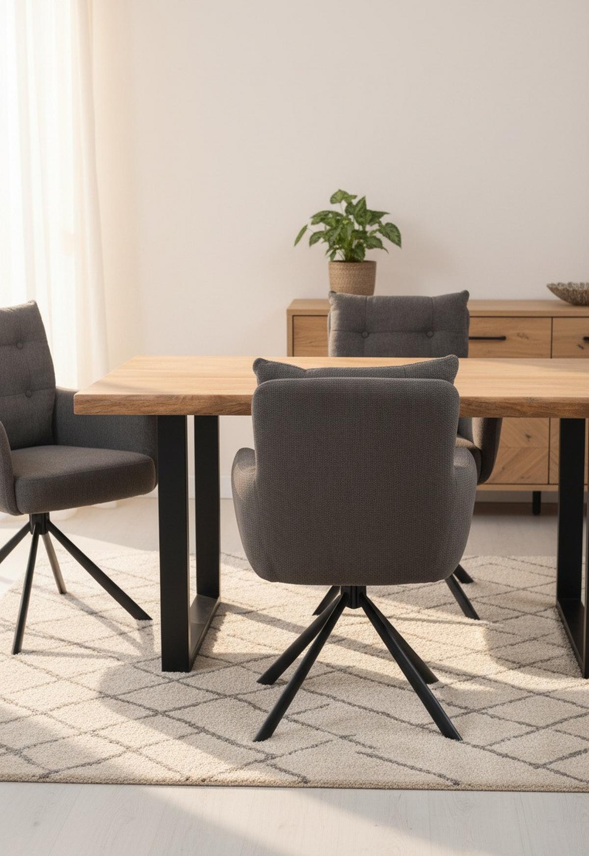 Armlehnstuhl Lina Anthrazit Sitzfl. 180°drehb.,b: 60cm - Dunkelgrau/Anthrazit, KONVENTIONELL, Textil/Metall (60/95/67cm) - MID.YOU