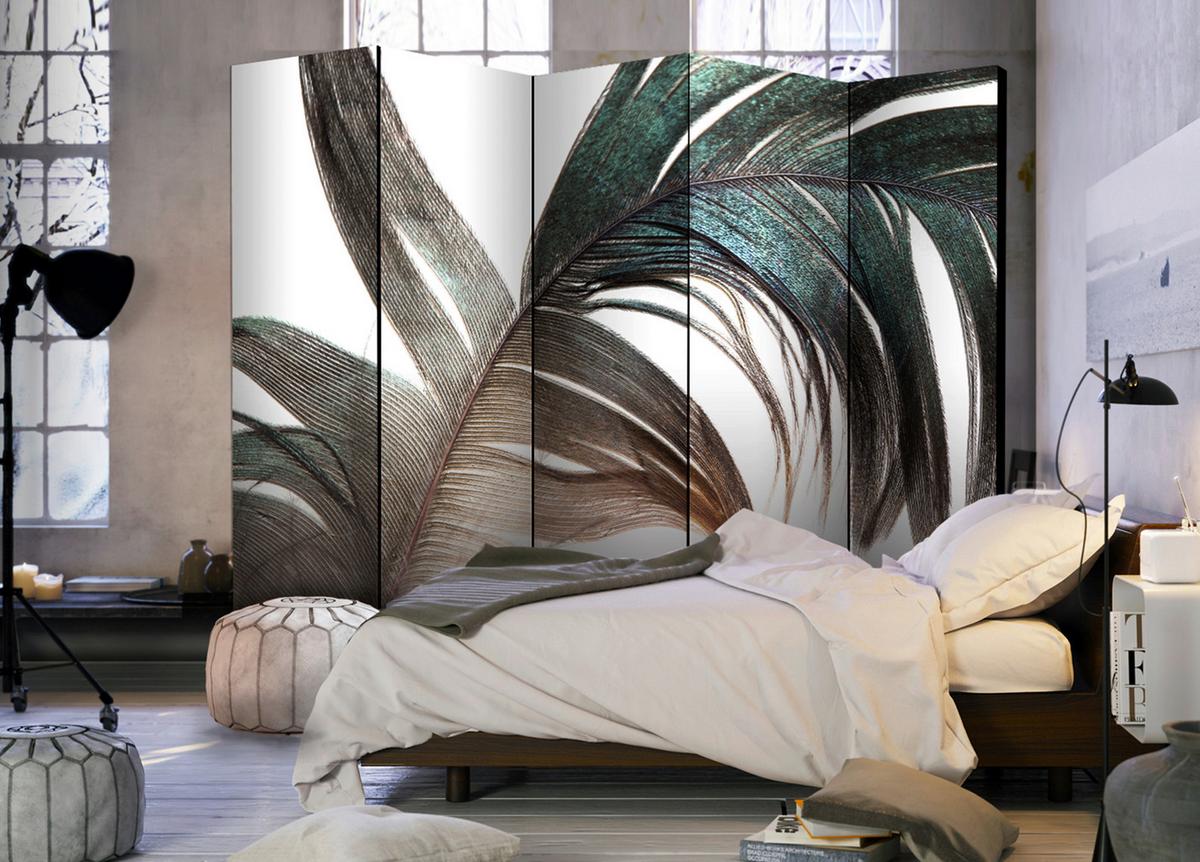Paravent Mintgrün Ecru B: 225 cm - Ecru/Mintgrün, Basics, Holz/Textil (225/172/3cm) - artgeist