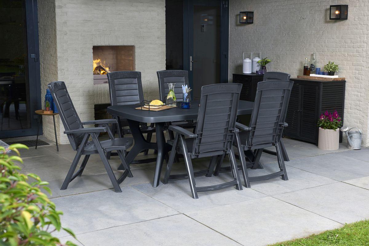 Gartensessel-Set Klappbar 4-teilig Kunststoff - Graphitfarben, KONVENTIONELL, Kunststoff (72/110/61cm) - Ambia Garden