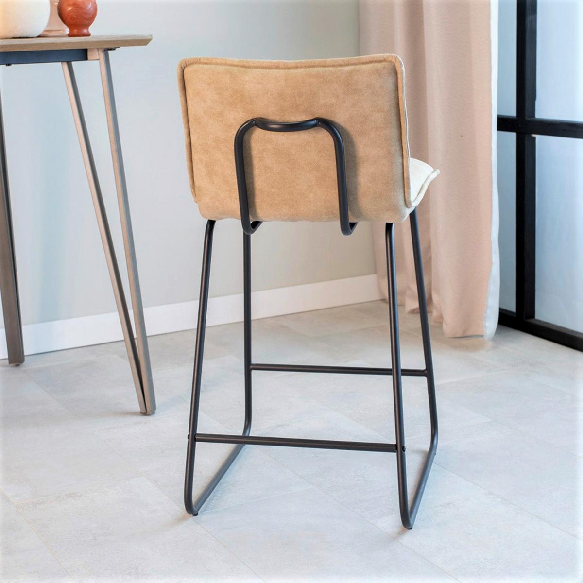 Barhocker-set Jeremy - Beige/Schwarz, KONVENTIONELL, Textil/Metall (44/87/50cm) - MID.YOU