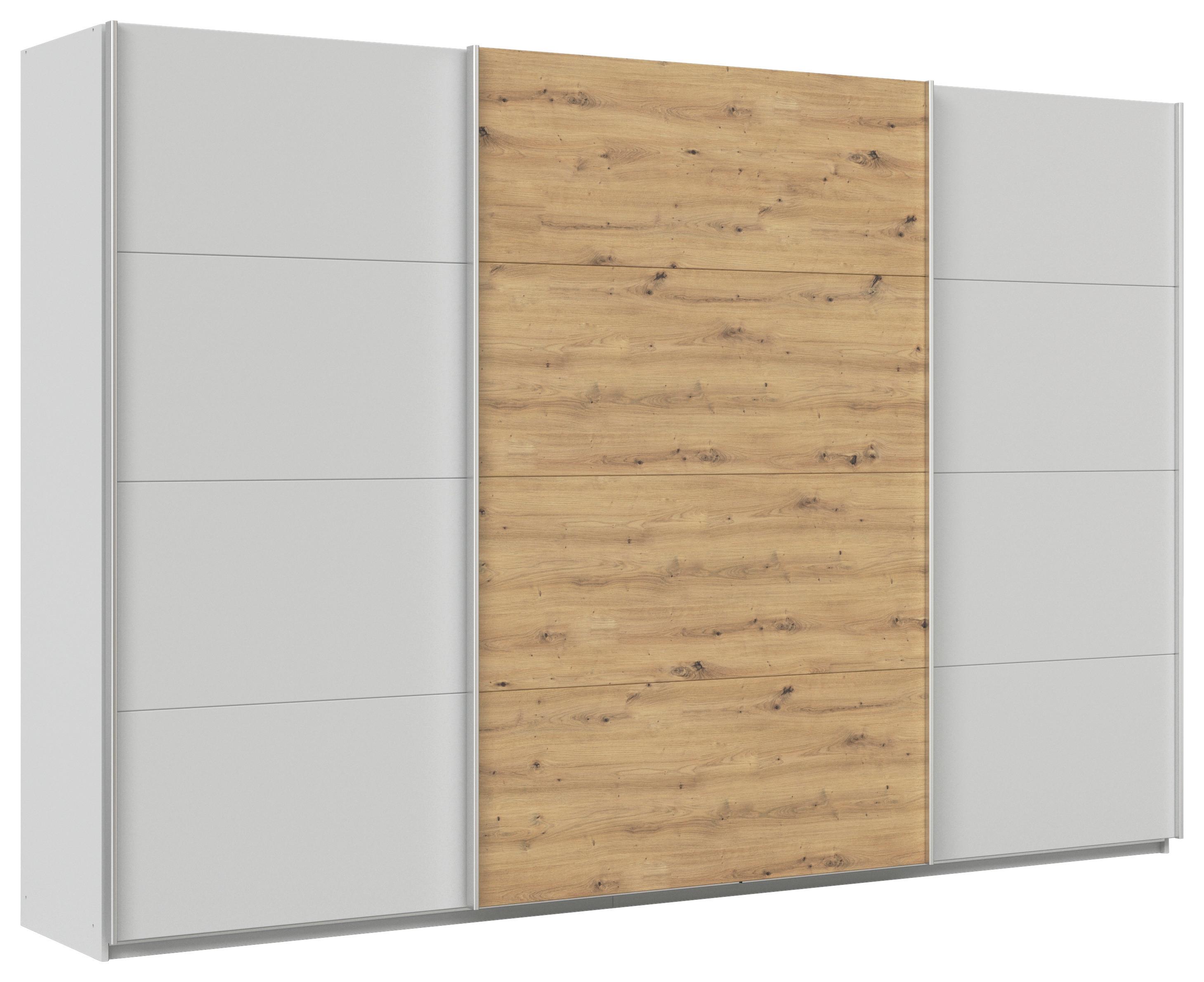 Schwebetürenschrank Feldkirch 315 Normalhöhe - Hellgrau/Eiche Artisan, MODERN, Holzwerkstoff (315/210/62cm)