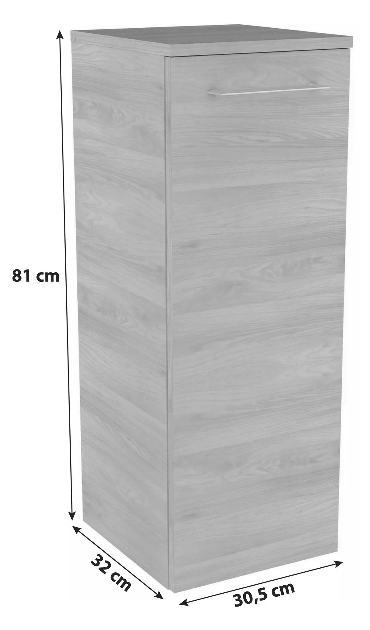 Midischrank mit Türdämpfer Lima B: 30,5 cm, Esche Dekor - Eschefarben, MODERN, Glas/Holzwerkstoff (30,5/81/32cm) - MID.YOU