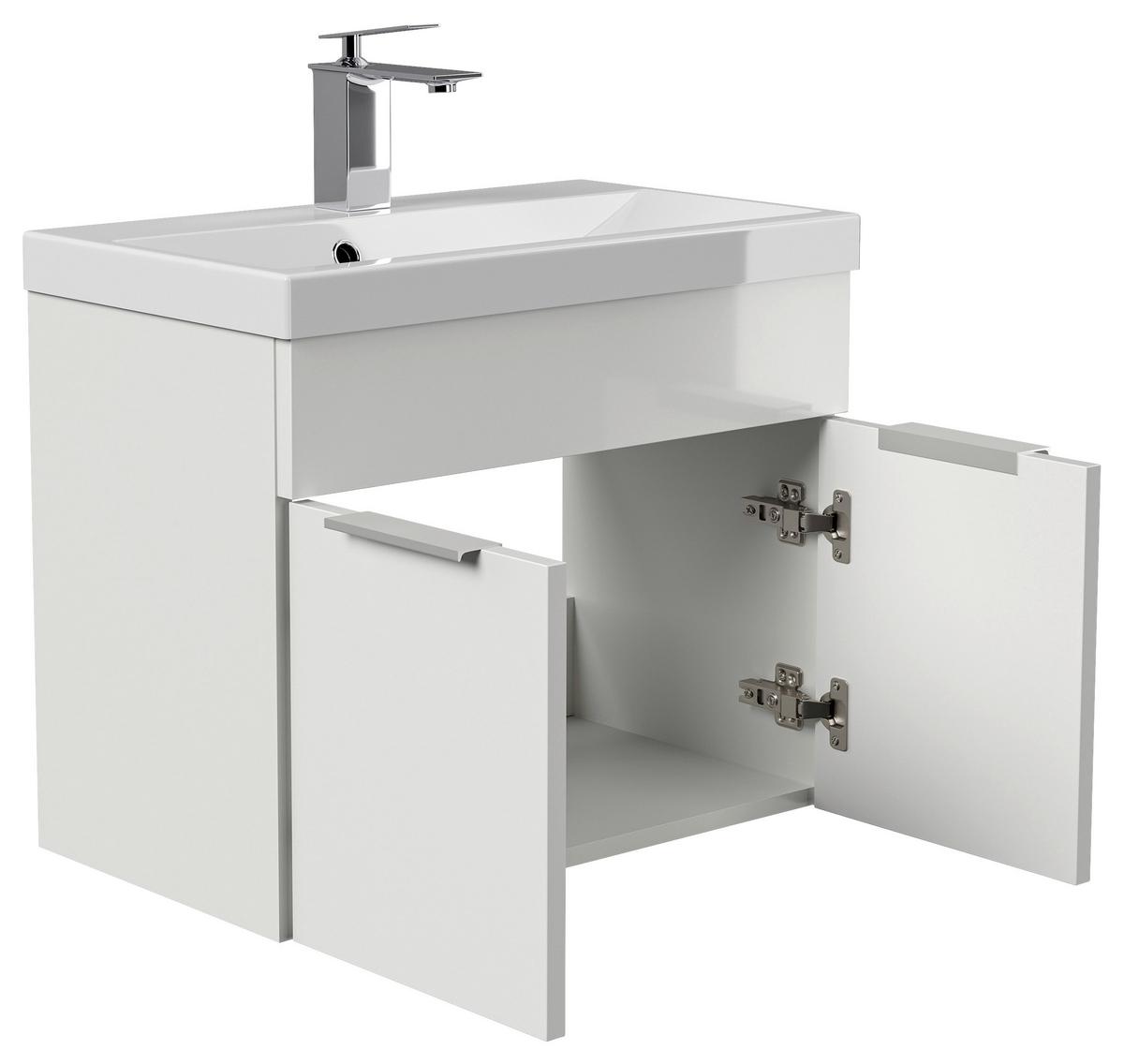 WASCHTISCHKOMBI Slimline Weiß B: 59,5cm - Weiß, Basics, Holzwerkstoff/Stein (59,5cm) - MID.YOU