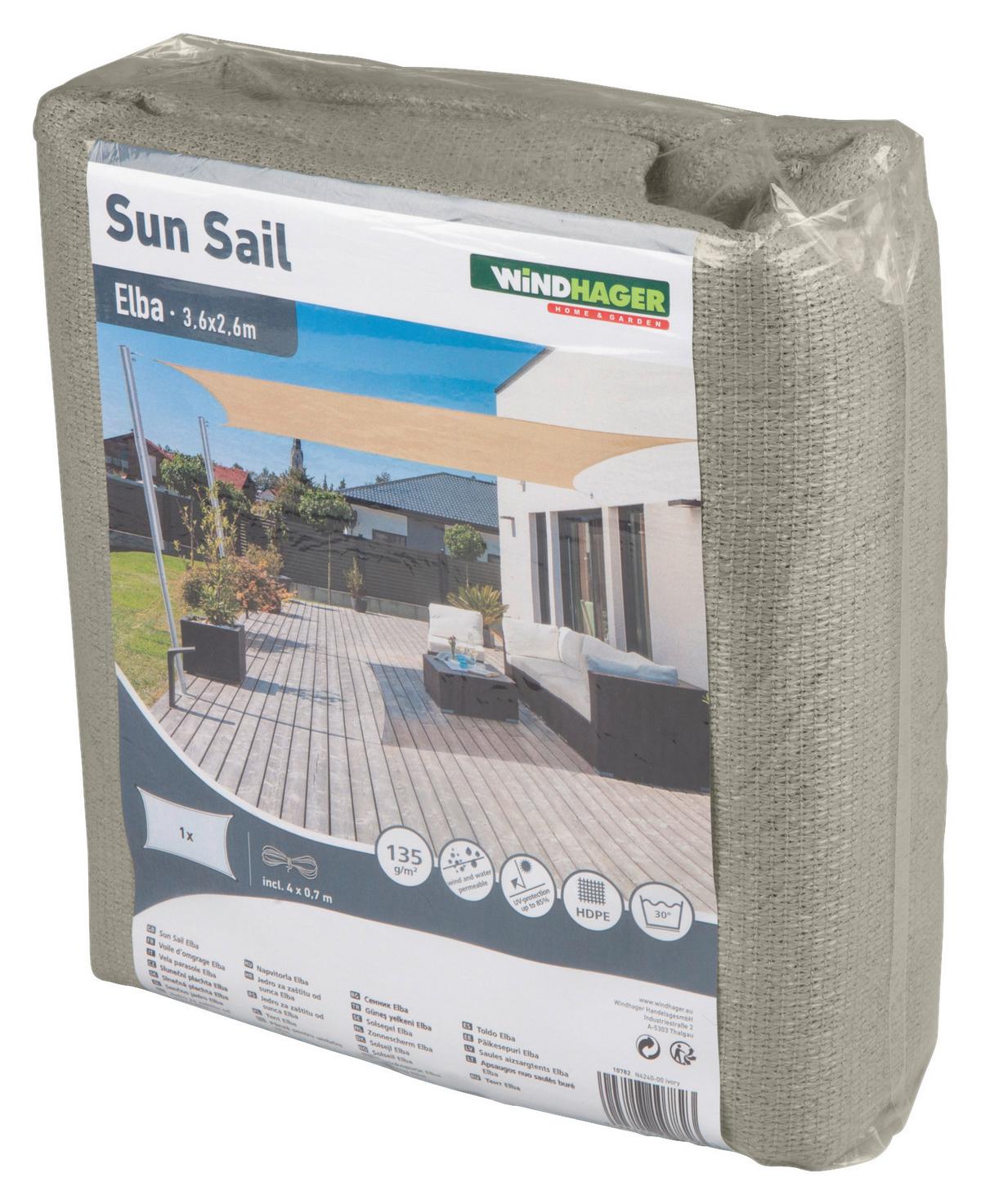 Sonnensegel Rechteck 2,60x3,60 M - Beige, Basics, Textil (260/360cm)