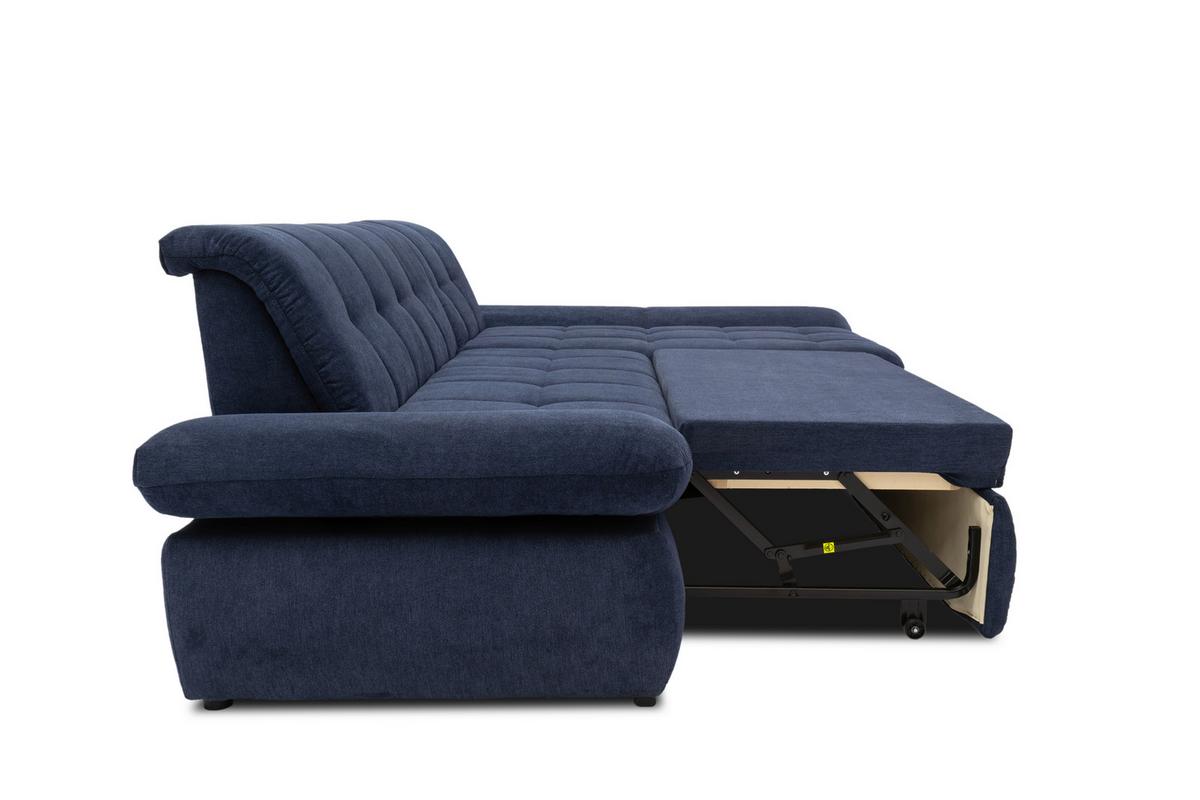 Ecksofa Mit Schlaffunktion Moric Dunkelblau Mikrofaser - Chromfarben/Dunkelblau, KONVENTIONELL, Textil (300/172cm) - MID.YOU
