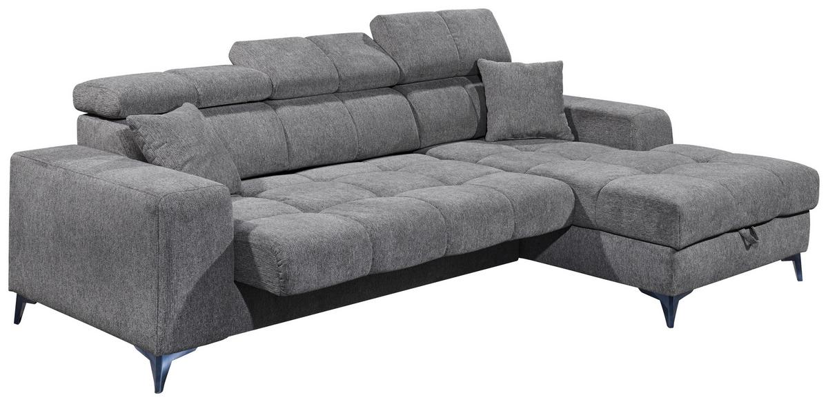 Ecksofa mit Schlaffunktion & Bettkasten Sydney Anthrazit - Anthrazit/Schwarz, KONVENTIONELL, Textil (268/172cm) - MID.YOU