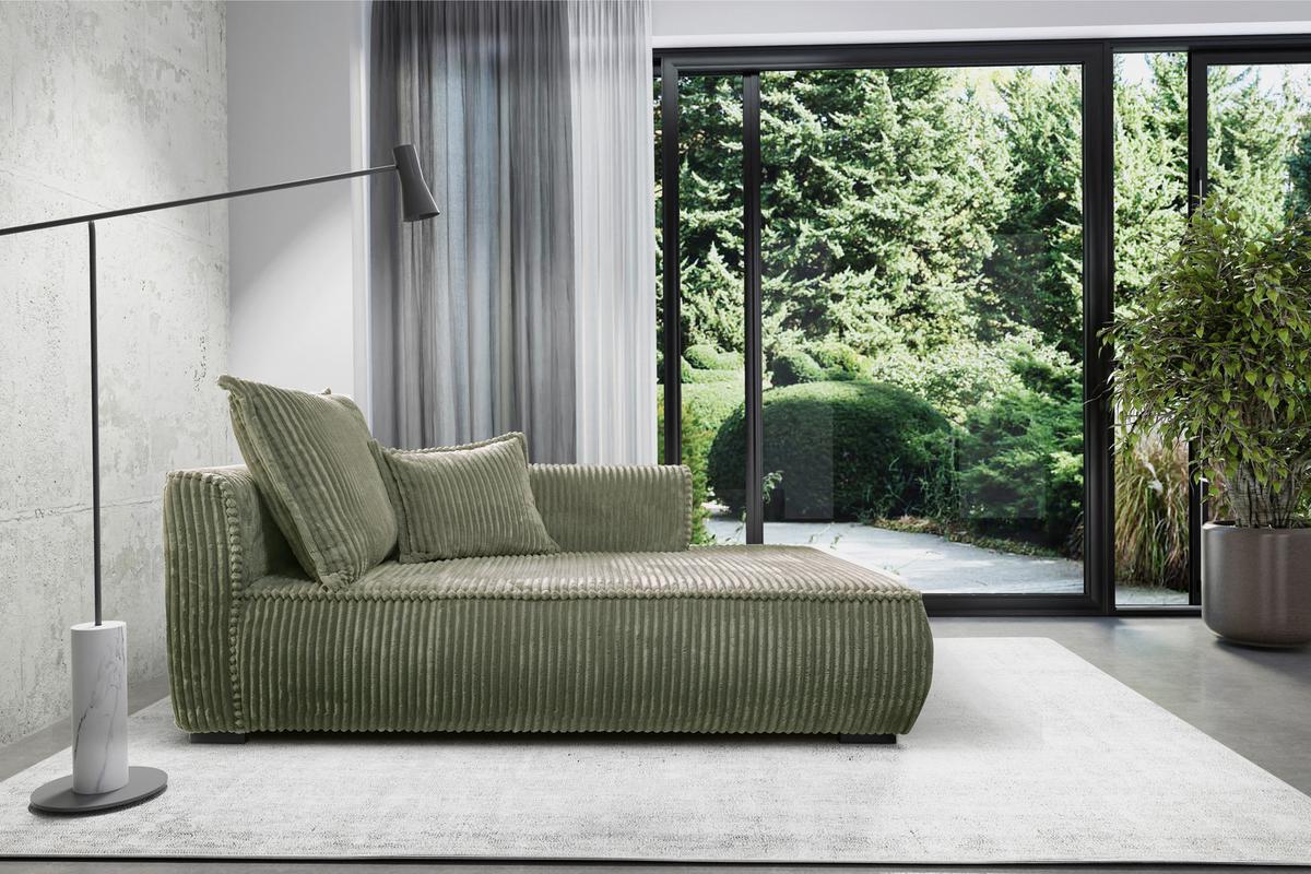 Recamiere Modena Rechts Grün, B: 208 Cm - Schwarz/Grün, Design, Textil (207/75/121cm) - MID.YOU