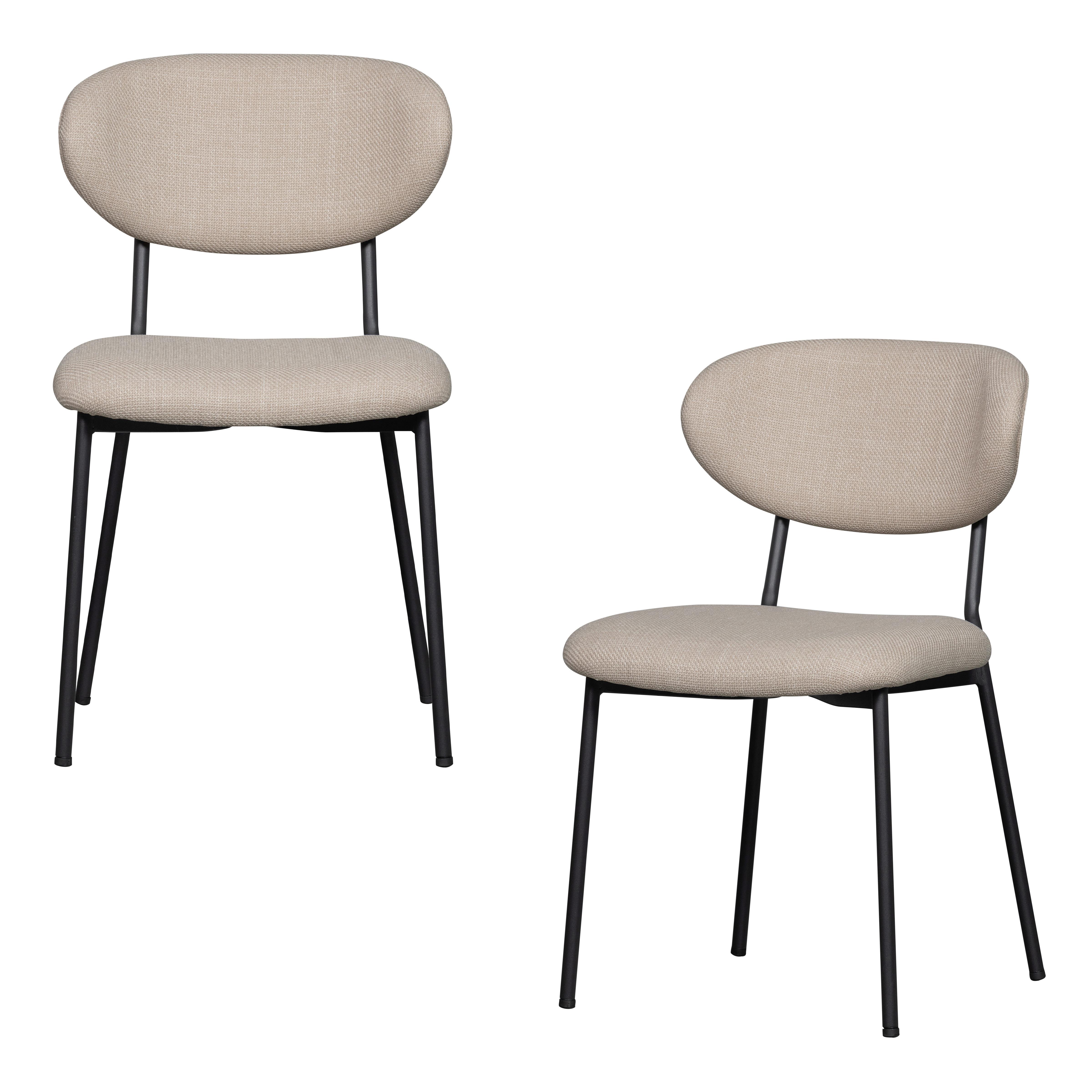 Stuhl-Set Klejd Naturfaben/Schwarz B: 47cm - Schwarz/Naturfarben, MODERN, Textil/Metall (47/79/53cm) - Livetastic