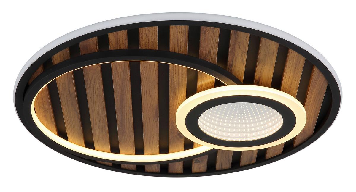 LED-Deckenleuchte Woody Schwarz Weiß Dunkelbraun - Dunkelbraun/Schwarz, Natur, Holzwerkstoff/Kunststoff (50/8cm) - Globo
