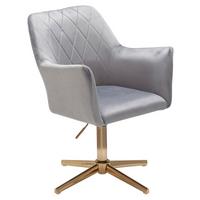 Otočné křeslo WOHNLING světlešedé - světle šedá/barvy zlata, Moderní, kov/textil (55/97/55cm) - MID.YOU