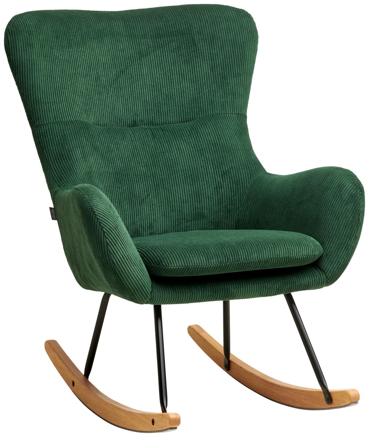 Schaukelsessel Rocking Scandi - Schwarz/Naturfarben, MODERN, Textil/Metall (75/102/80cm) - MID.YOU