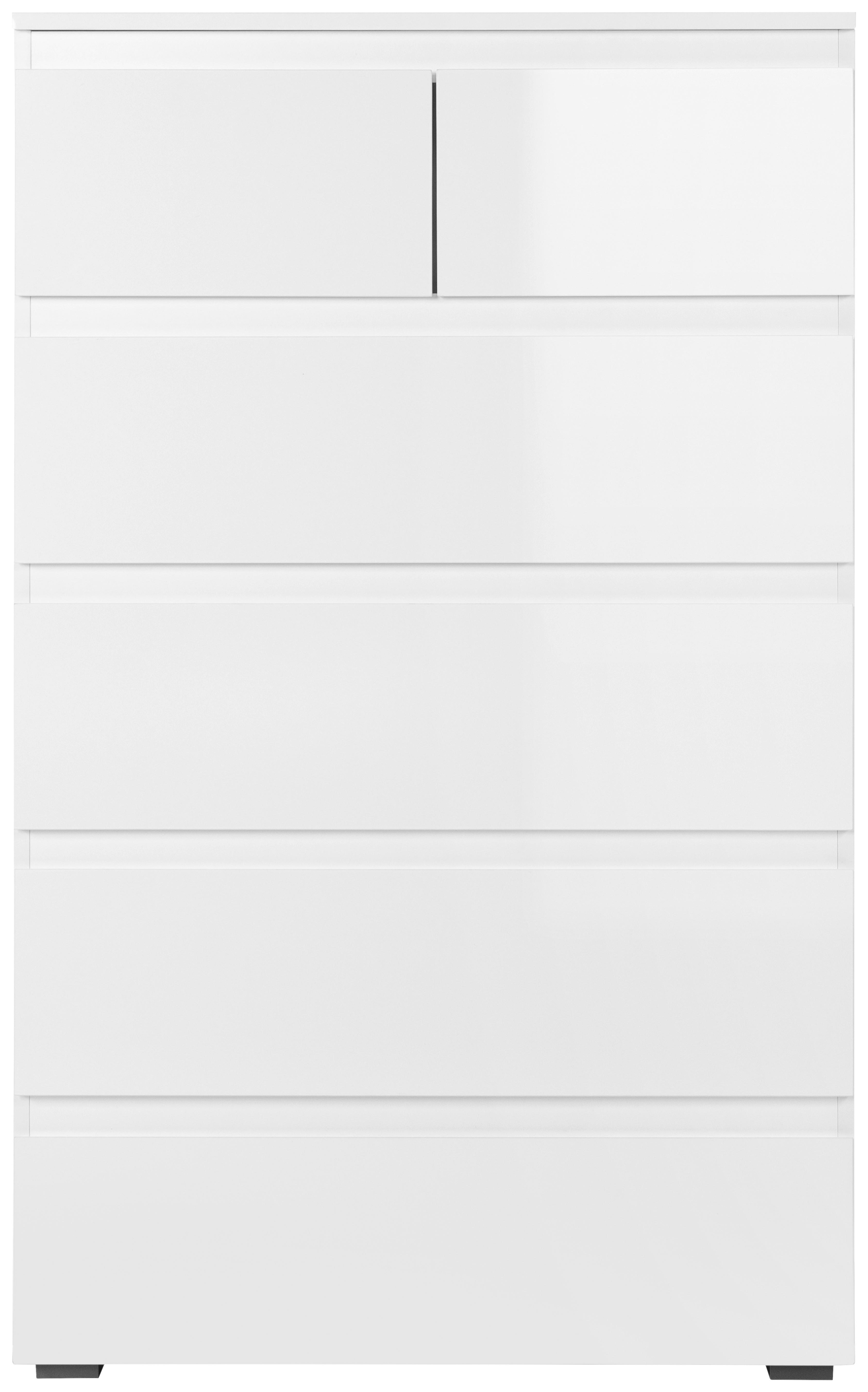 Kommode Capetown Melamin Weiß, B: 80 Cm - Silberfarben, Trend, Holzwerkstoff (80/131,5/40cm)